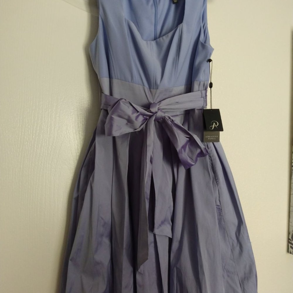 💜💜 BNWT ADRIANNA PAPELL TAFETTA FIT & FLARE COCKTAIL / FANCY DRESS PERIWINKLE